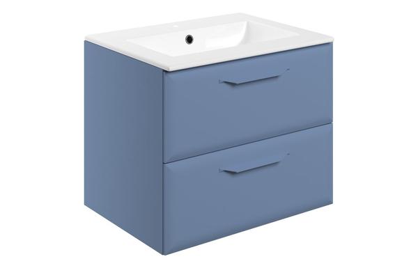 Stafford 615mm Wall Hung 2 Drawer Basin Unit w/1TH Basin - Matt Misty Blue